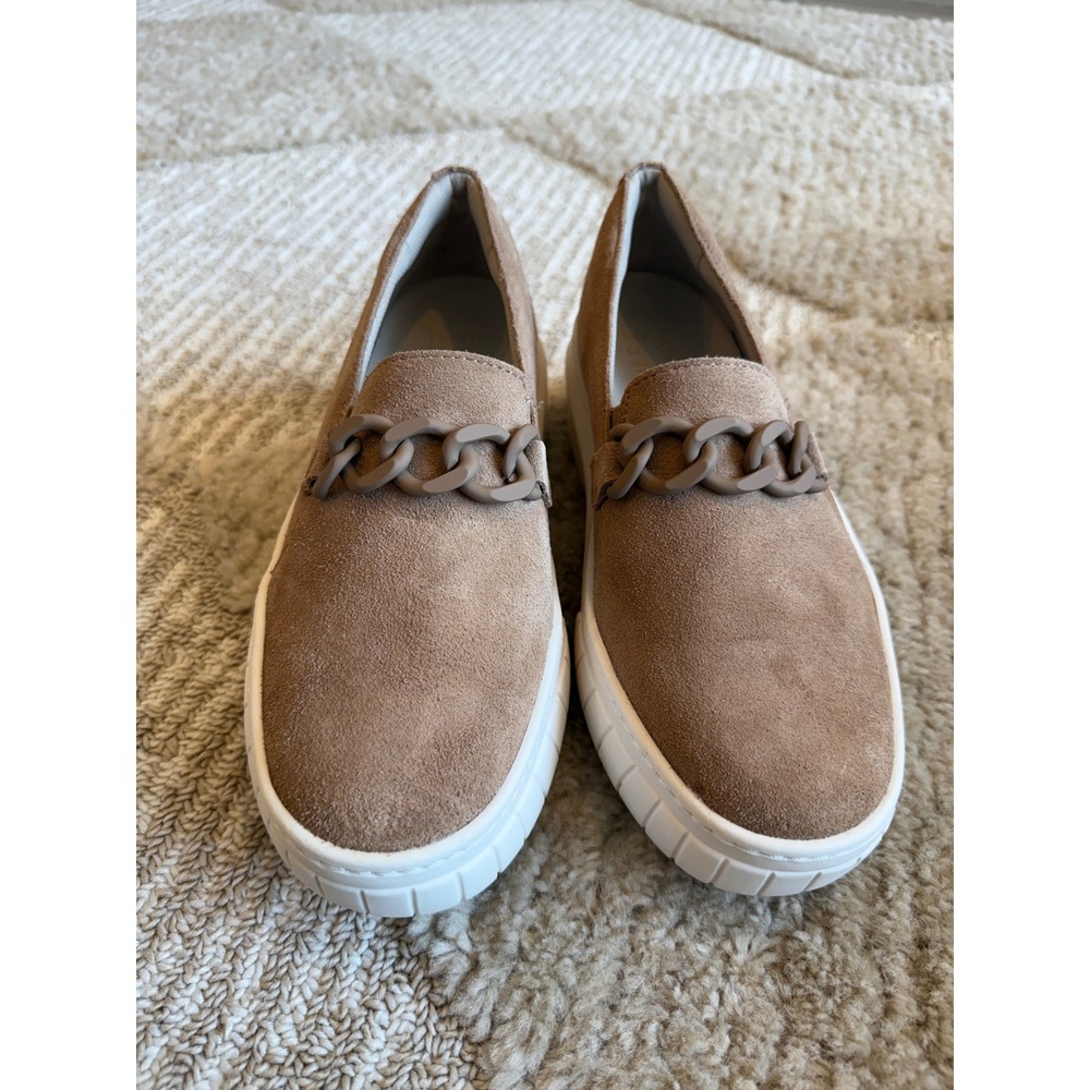 Naturalizer Womens Suede Slip On Sneakers Taupe Chain Loafers Platform Size 8‎